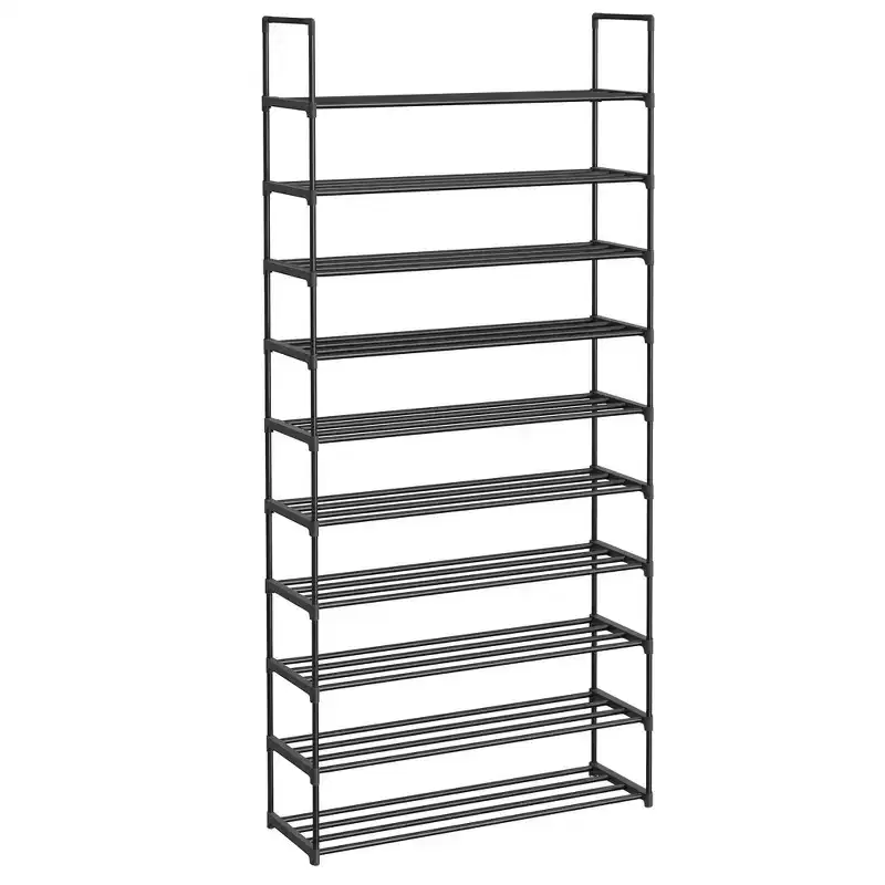 10-Tier Metal Shoe Rack for 44-55 Pairs, 68.1 Inch Adjustable Storage Organizer for Entryway, Black