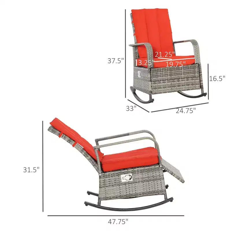 PE Rattan Rocking Recliner with Footrest
