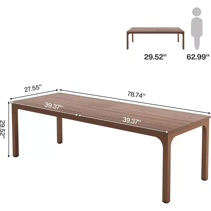 Lantine 78.7 Inches Extra Long Computer Desk, 2 Person Double Workstation for Home Office, Coffee Brown