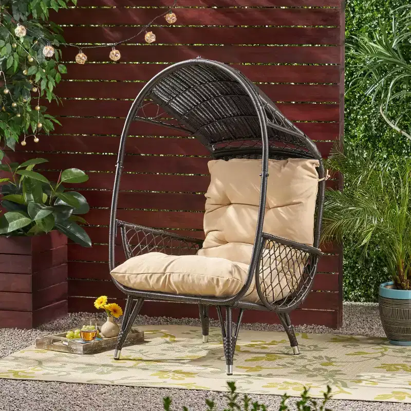 Christopher Knight Home Didier Farmhouse Iron and Faux Rattan Patio Standing with Basket Design