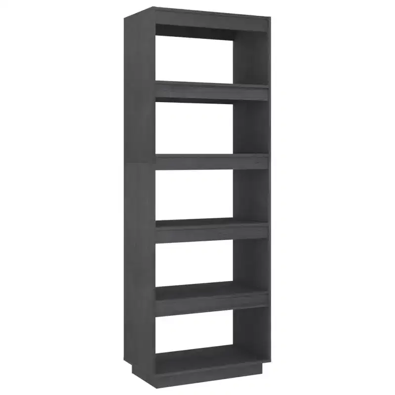 Book Cabinet Grey Solid Pinewood Medium Book Cabinet