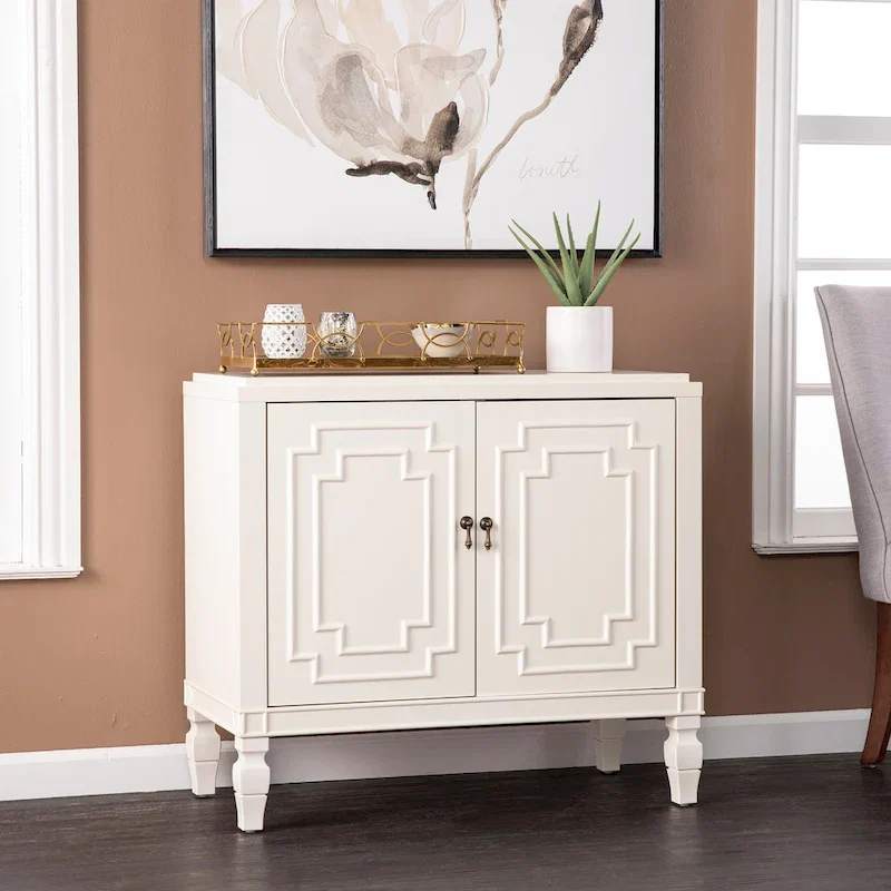 Antique White Double-Door Accent Cabinet