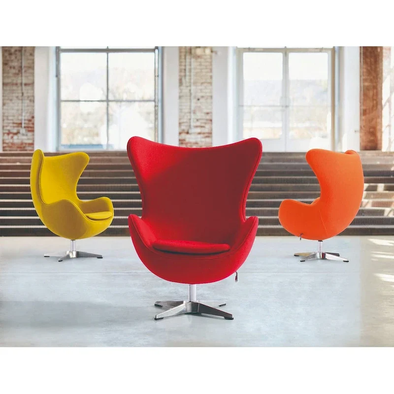 Mid-Century Modern Wool Fabric Tilt Swivel Lounge Chair
