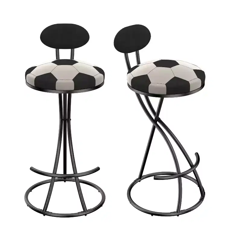 TUYOHW Set of 2 Football-Theme Metal Bar Stools,Counter Height Bar Chairs with S-Shaped Metal Frame & Round Cushion,Dining Chair for Kitchen,Bar