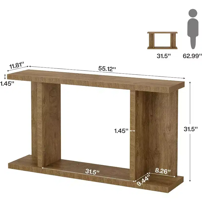 Lantine 55 Long Console Table, Wooden Narrow Sofa Table Behind the Couch, Farmhouse Entryway Furniture for Living Room, Hallway