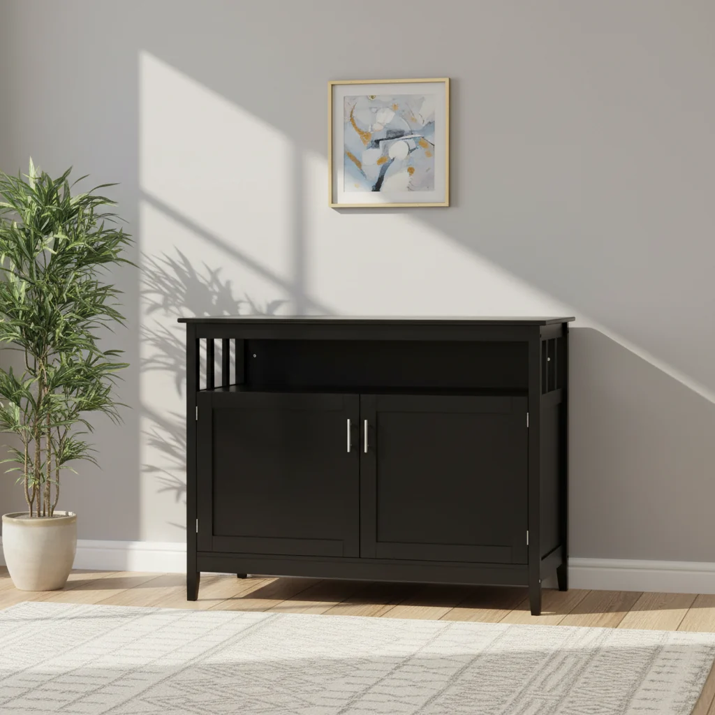 Modern Wooden Kitchen Storage Cabinet -Black - 44.9 x 20.1 x 35.8 (L x W x H)