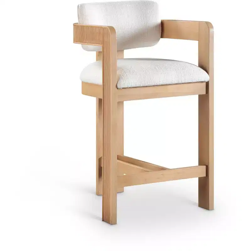 Meridian Furniture,Sacha Linen Textured Fabric Stool