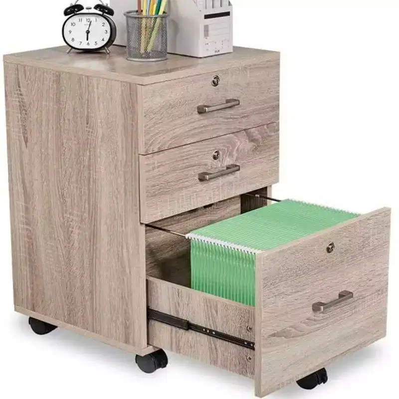 Karl Home 3-Drawer Beige MDF 19.69in. W Vertical File Cabinet