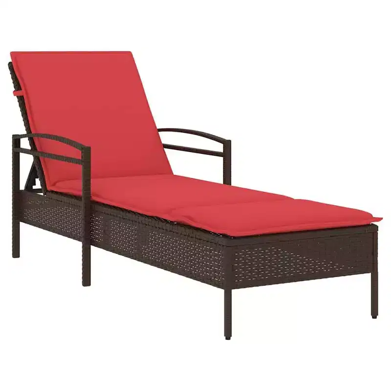 vidaXL Sun Lounger 1-person Brown 24.80 x 78.74 x 31.89 in Poly Rattan