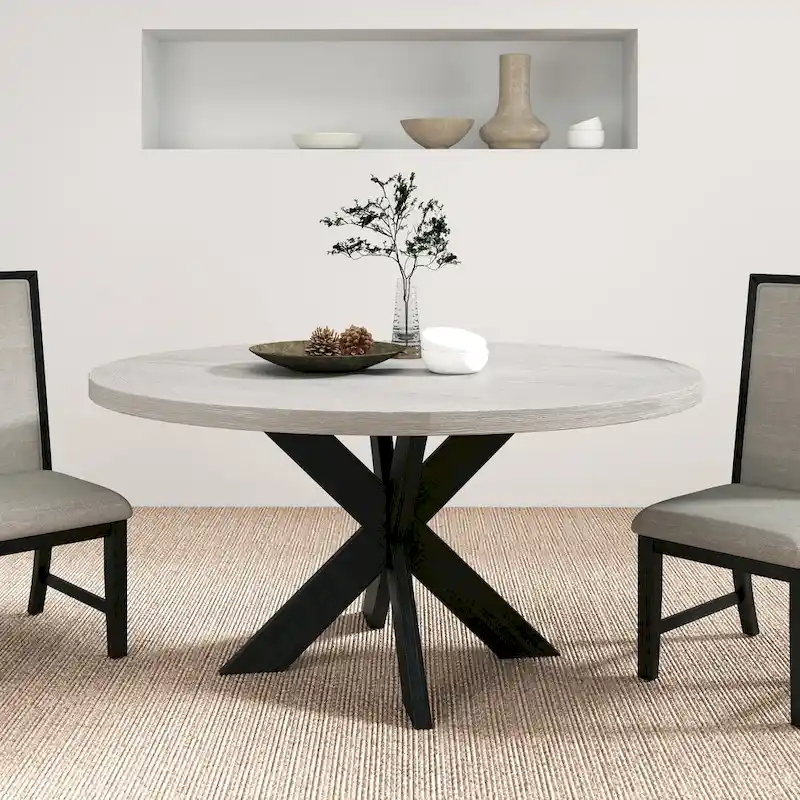 Roundhill Furniture Gates Round Dining Table, Gray