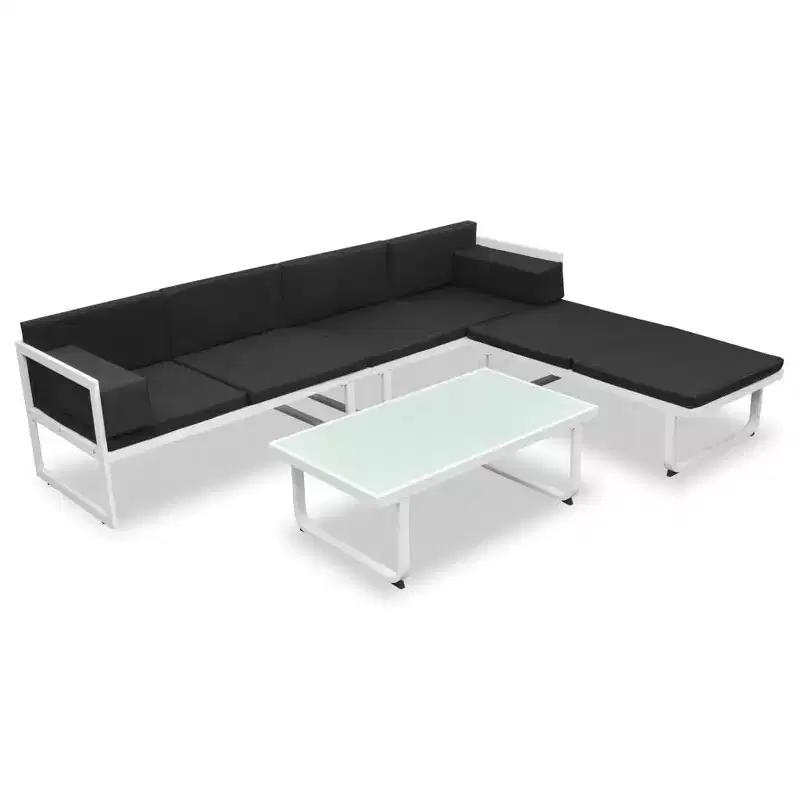 vidaXL 4 Piece Patio Lounge Set with Cushions Aluminum Black