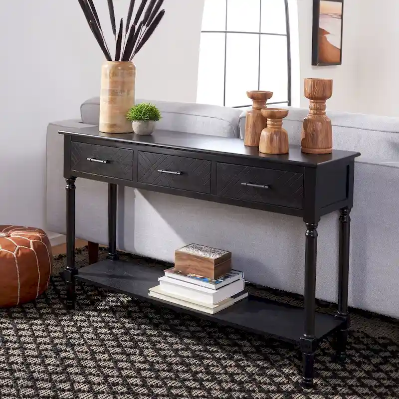 SAFAVIEH Jeanie 3-Drawer Bottom Shelf Console Table - 47.3 W x 13 L x 29.5 H - 47Wx13Dx30H