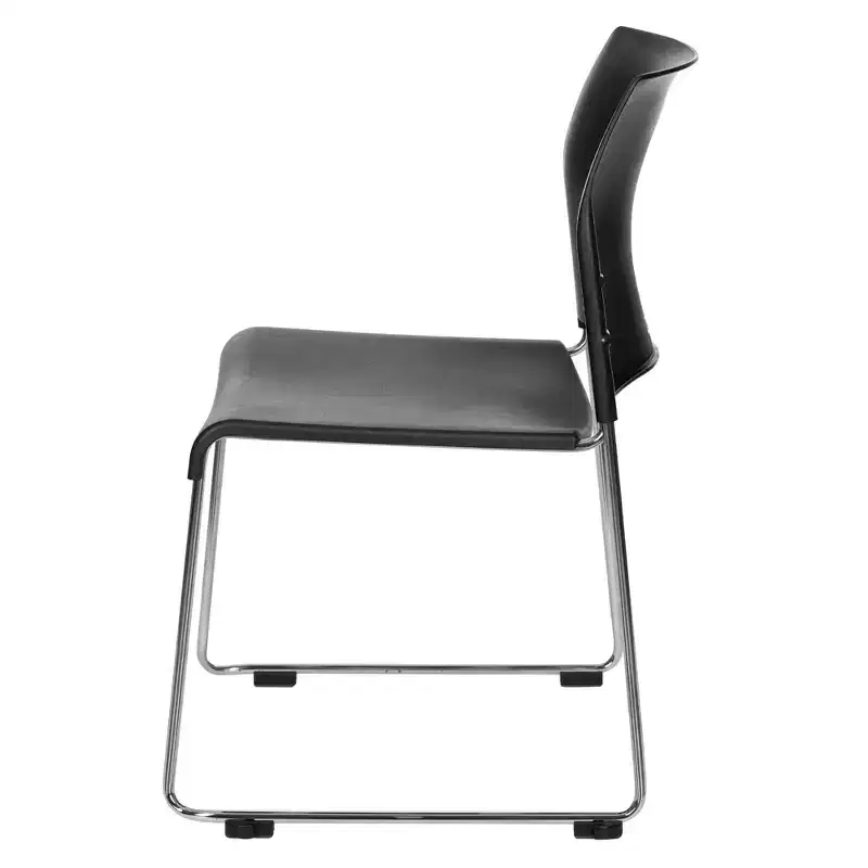 2pk Cafetorium Plastic Stack Chair Black - Hampden Furnishings: Ergonomic, No Assembly, 300lb Capacity
