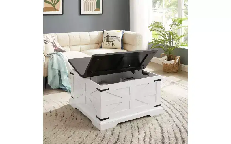 Farmhouse Square Coffee Table with Storage, 31