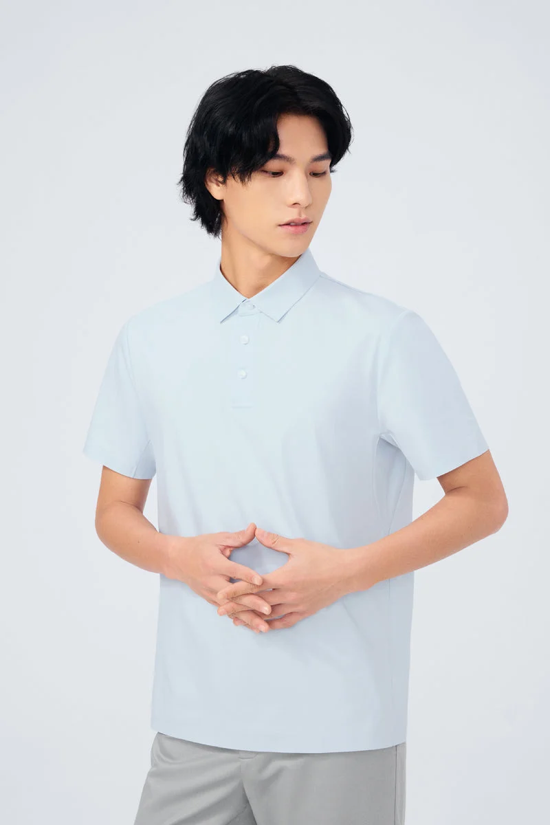 Waffle-Knit Buttonless Polo – Olive Green
