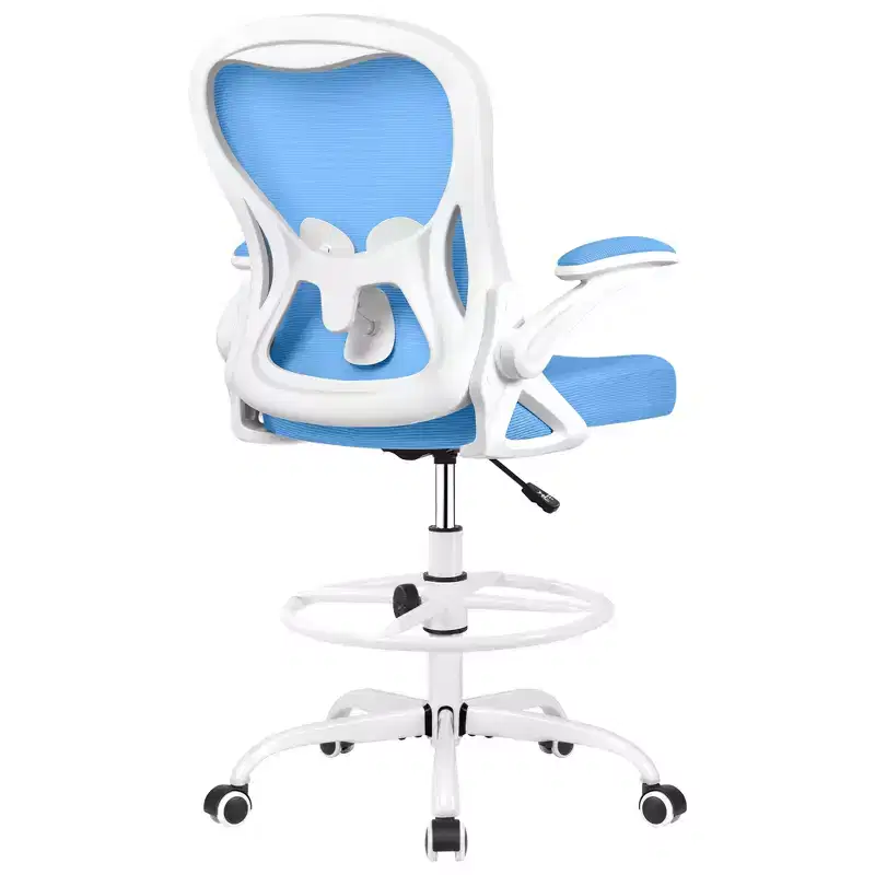 Tall Office Chair Ergonomic Standing Desk Chair, Lumbar Support Computer Chair Swivel Task Rolling Chair, Blue