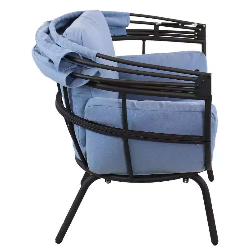 Sunnydaze Modern Luxury Patio Lounge Chair with Retractable Shade - Powder-Coated Aluminum Frame with Polyester Cushions and Canopy