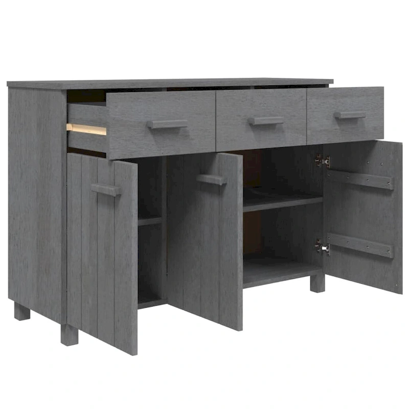 vidaXL Sideboard Bar Buffet Console Cabinet with Drawers HAMAR Solid Wood Pine - 44.5 x 15.7 x 31.5
