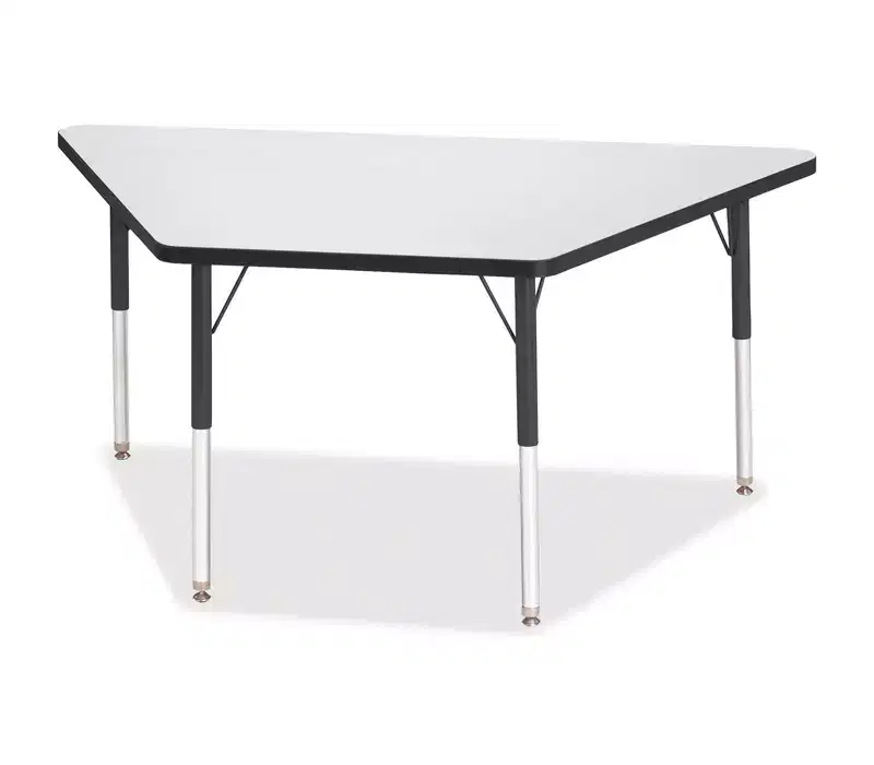 Gray & Black Trapezoid Activity Table for 1–2 Adults, 30 x 60 in