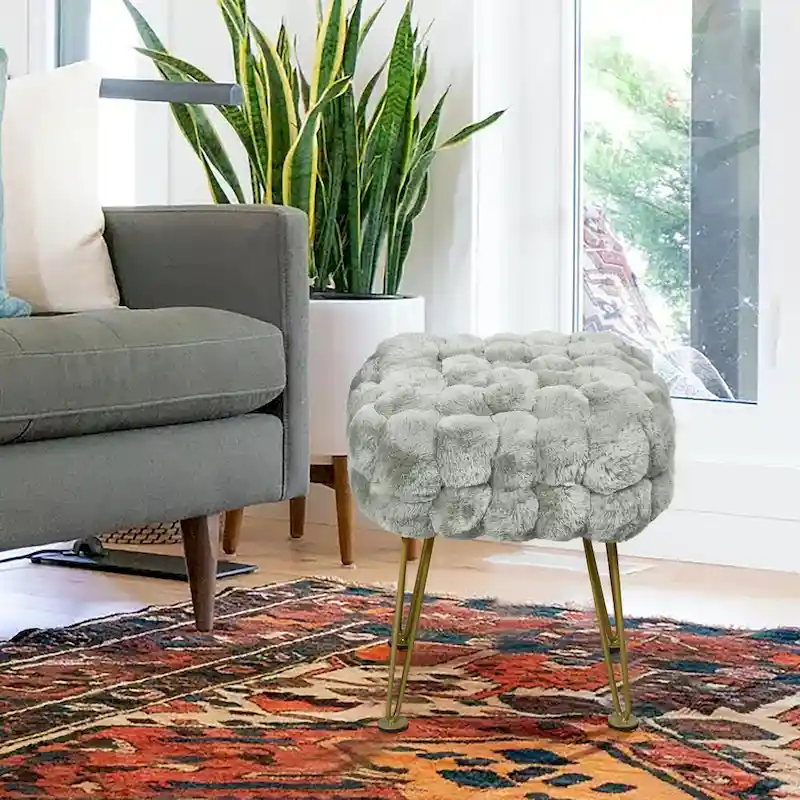 FoxFauxFur Pouf Stool