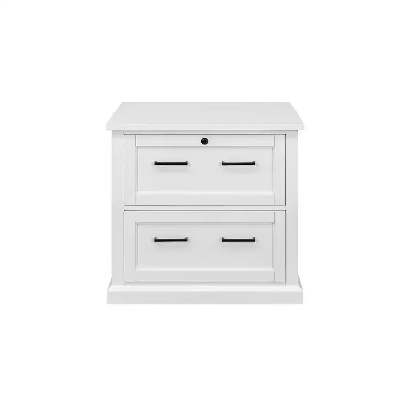 Modern Wood Lateral File Office Drawer White - Abby Collection - Martin Furniture: Shaker Doors, Bead Board Panels, Built-in Power Centers