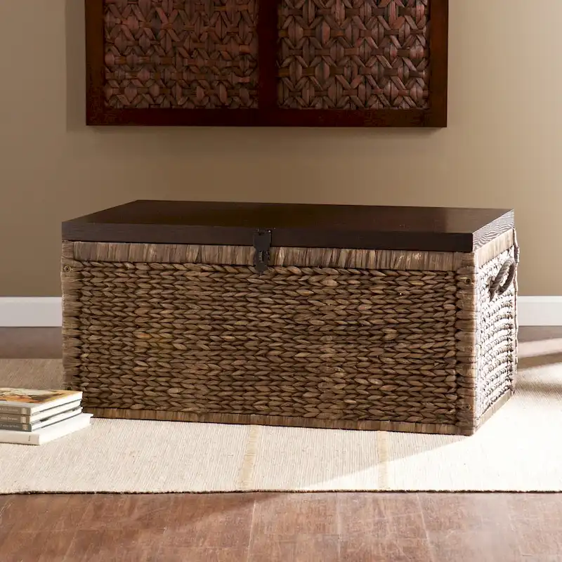 Espresso Woven Hyacinth Trunk Coffee Table