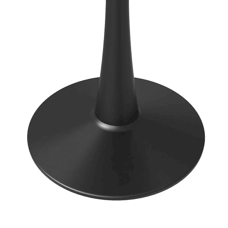 35in Round Dining Table with Sintered Stone Tabletop, Black Steel Pedestal Base, Scratch-Resistant