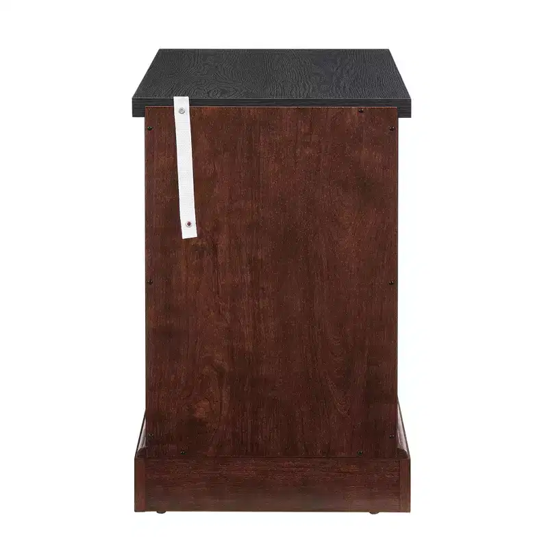 Farmhouse End Table with Barn Door, Adjustable Storage Shelf, and Metal Accents for Living Room or Bedroom