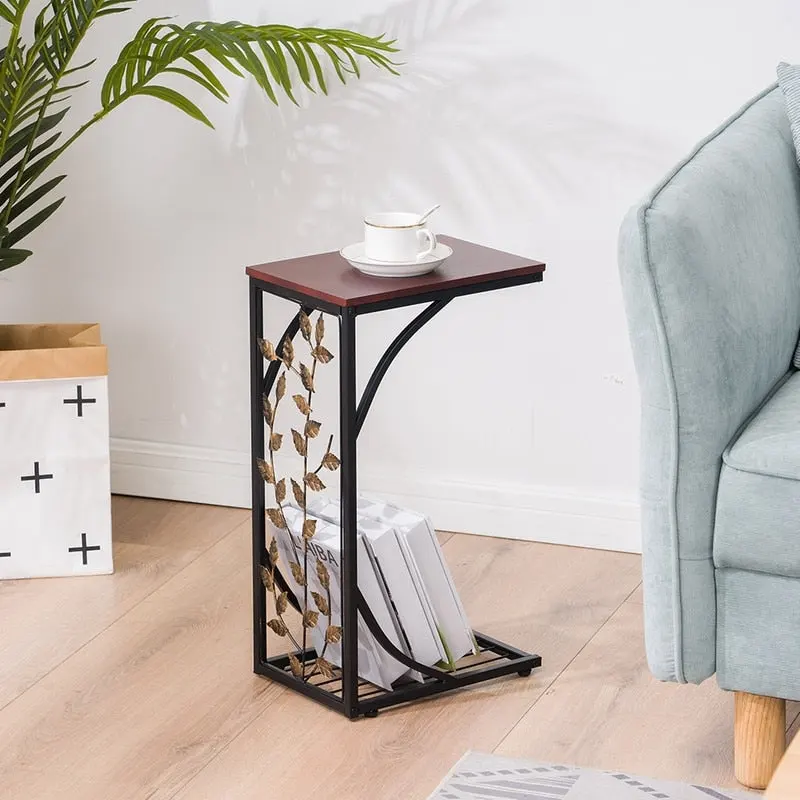 C Type Leaf Pattern Iron Side Table Coffee Table