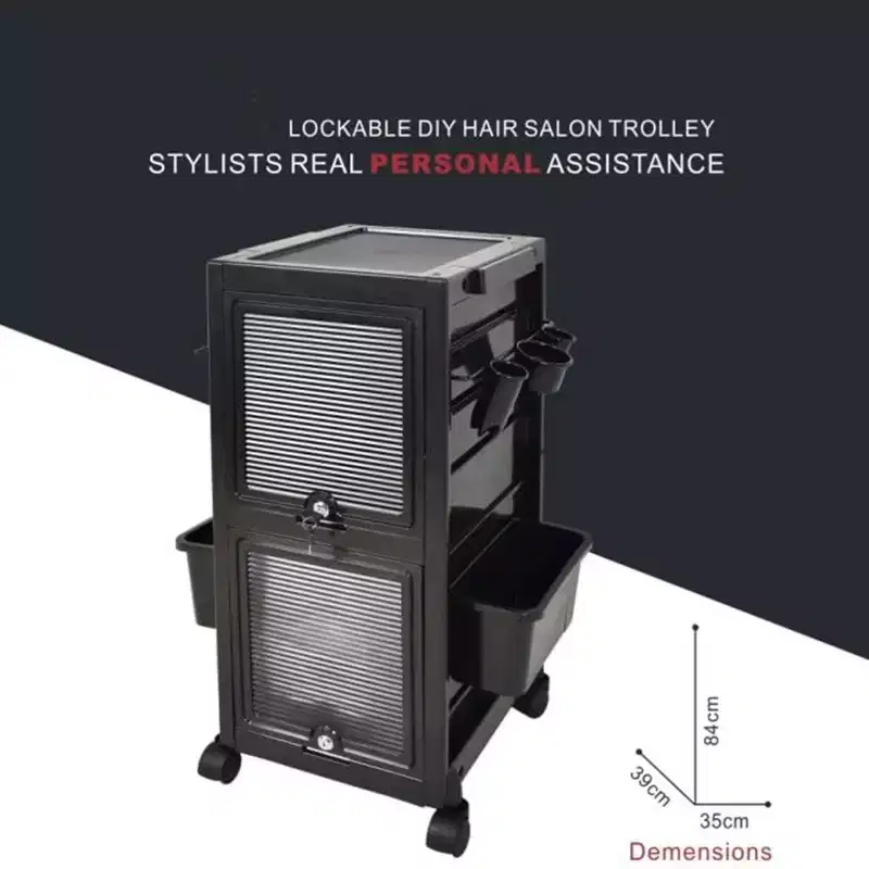 Garvee Salon Trolley Rolling Cart Lockable with 6 Trays & 3 Heat Resistant Holders & Keys