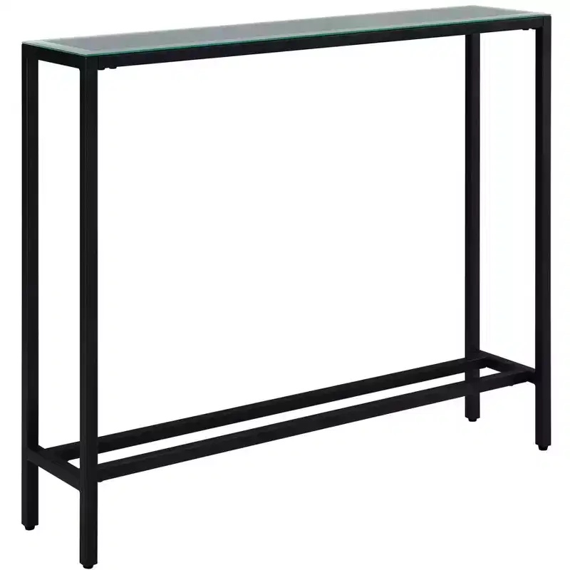 HomeRoots 36 Black Mirrored Glass Console Table