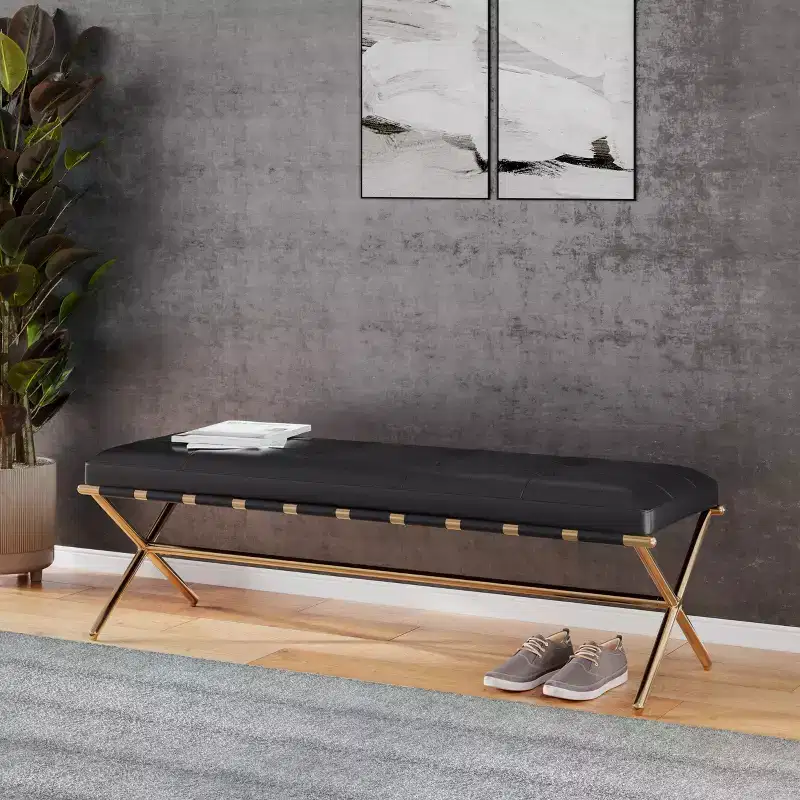 Clairvoix Upholstered Entryway Bench - Black - SEI