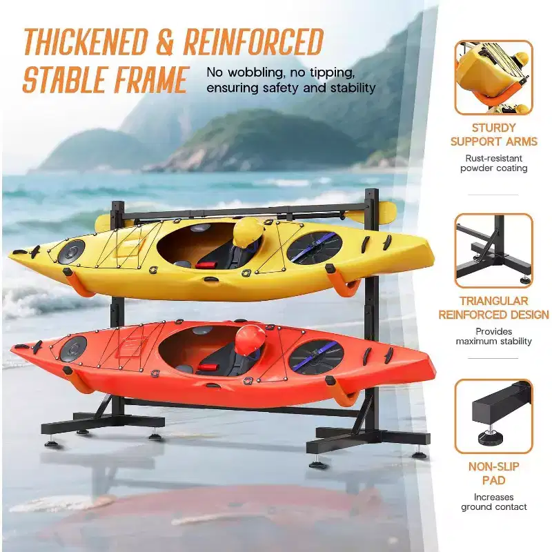 Freestanding Kayak Storage Rack, Adjustable Width Stand with Stable Base