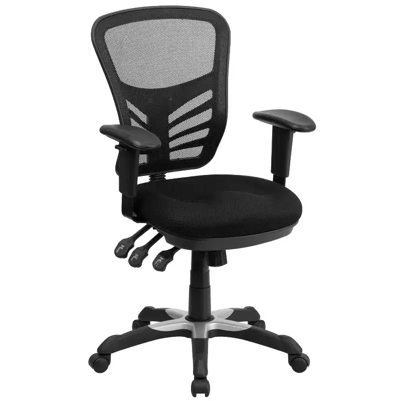 Mid-Back Black Mesh Multifunction Ergonomic Office Chair with Adjustable Arms