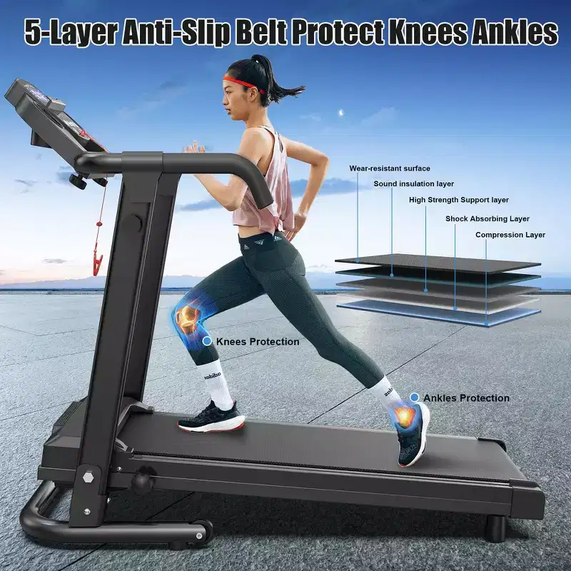 Whisen Walking Pad Foldable Treadmill, 2.5HP Portable Treadmill Running Machin - Black & Orange