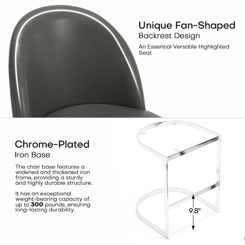 26 Faux Leather Upholstered Counter Height Bar Stools with Metal Legs - 38.8H x 17.9W x 20.9D