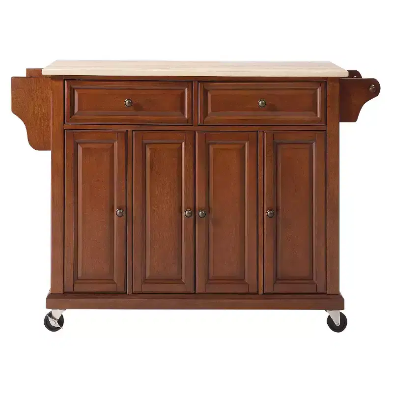 Crosley Natural Wood Top Kitchen Cart - Cherry