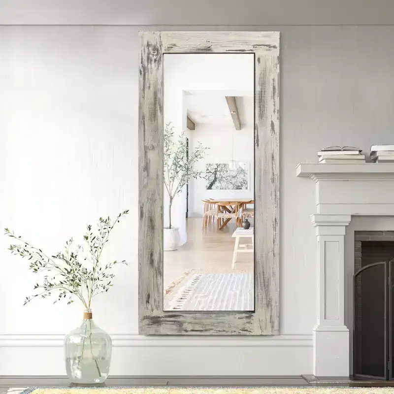 58x24 inch Solid Wood Right Angled Rectangular White Full-length Mirror (without Bracket)