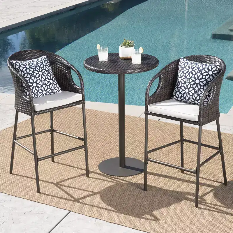 Dominica 3pc Wicker Round Bar Set Multibrown/Light Brown - Christopher Knight Home