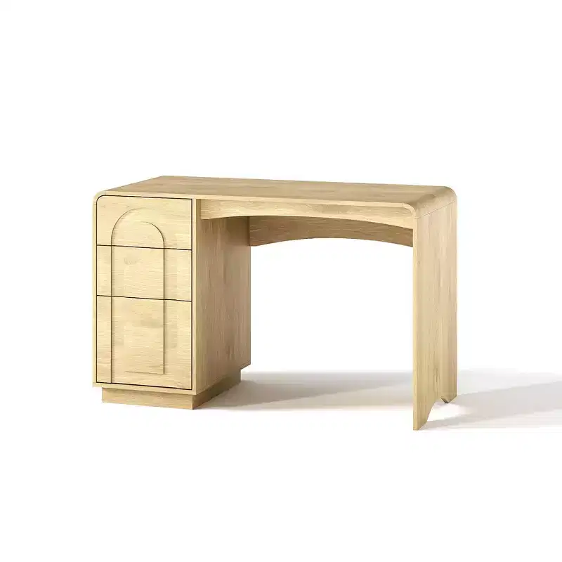 Bestier Computer Desk with 3 Drawers, 47 Home Office Desk with File Cabinet Storage, Writing Desk with Curved Design, Small Space Friendly