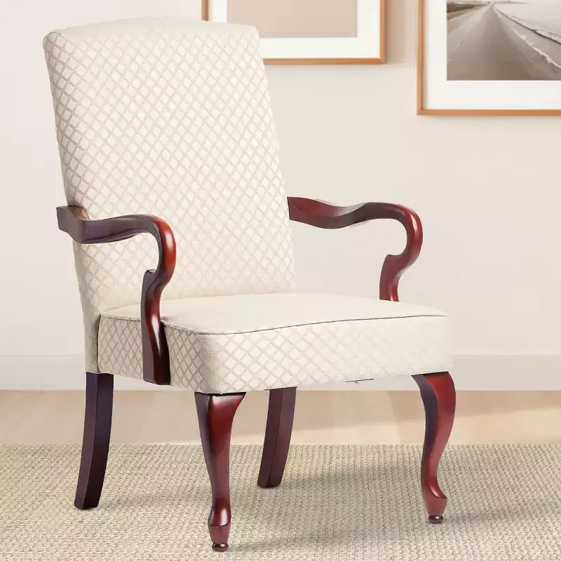Okak Modern Elegant Accent Chair Living Room Chair with Soft Upholstered Gooseneck Armchair Solid Wood for Lounge Bedroom