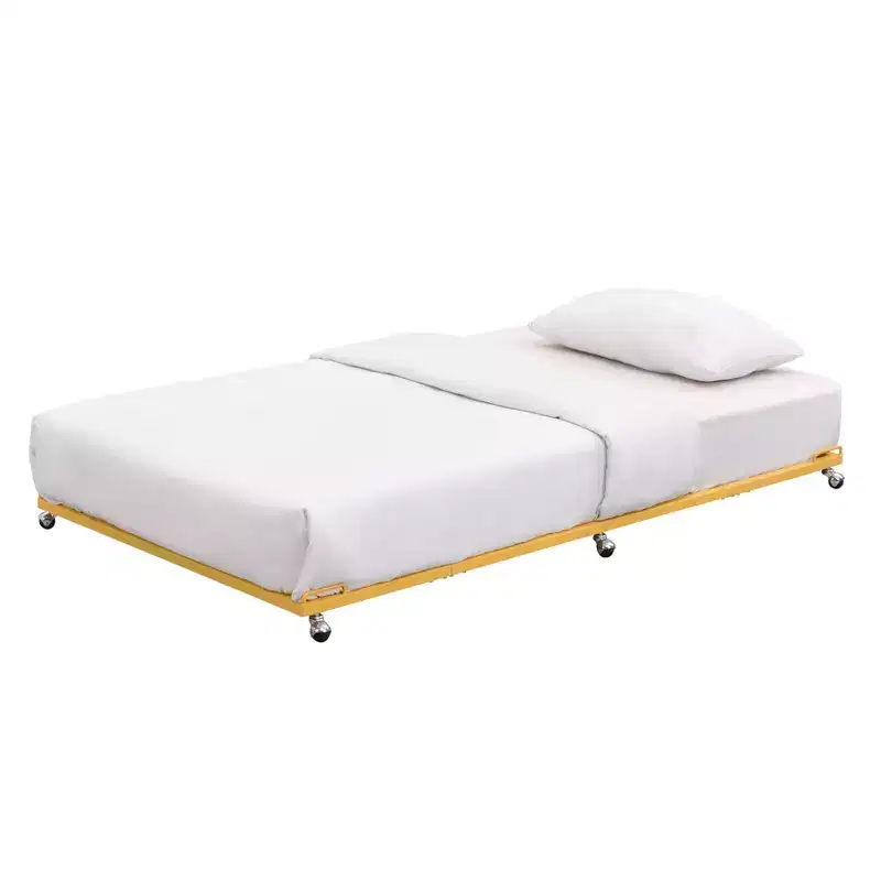 Twin Size Metal Roll Out Platform Trundle Bed Frame for Daybed with Steel Slats