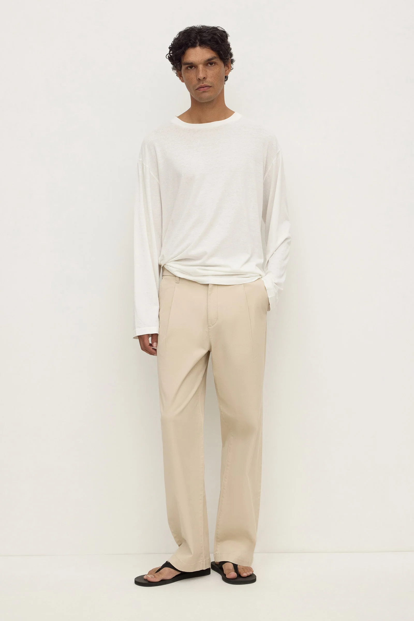 Pebble Pleated Cotton Chino