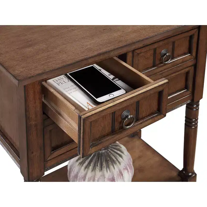 Hall Table Dark Oak 3-Drawer Bottom Shelf Space-Saving Design