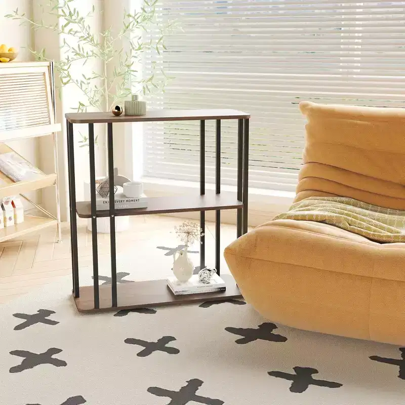 Rectangular Side End 3-Tier Shelves Sofa Table, 24.8