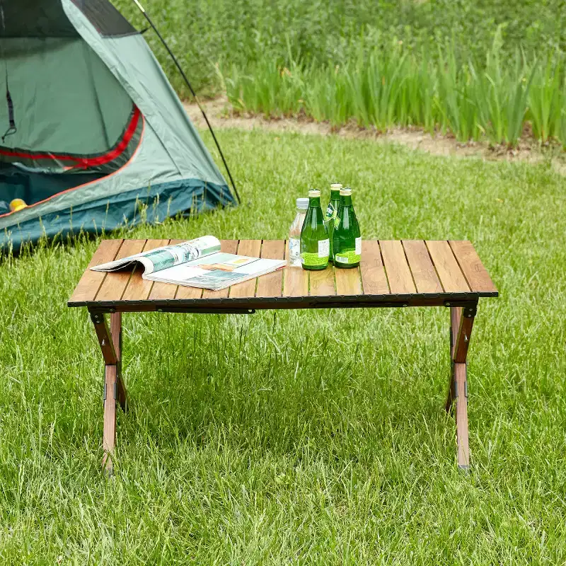 Portable Folding Camping Table, Lightweight Aluminum Roll-Up Table for Outdoor Picnic, BBQ & Backyard