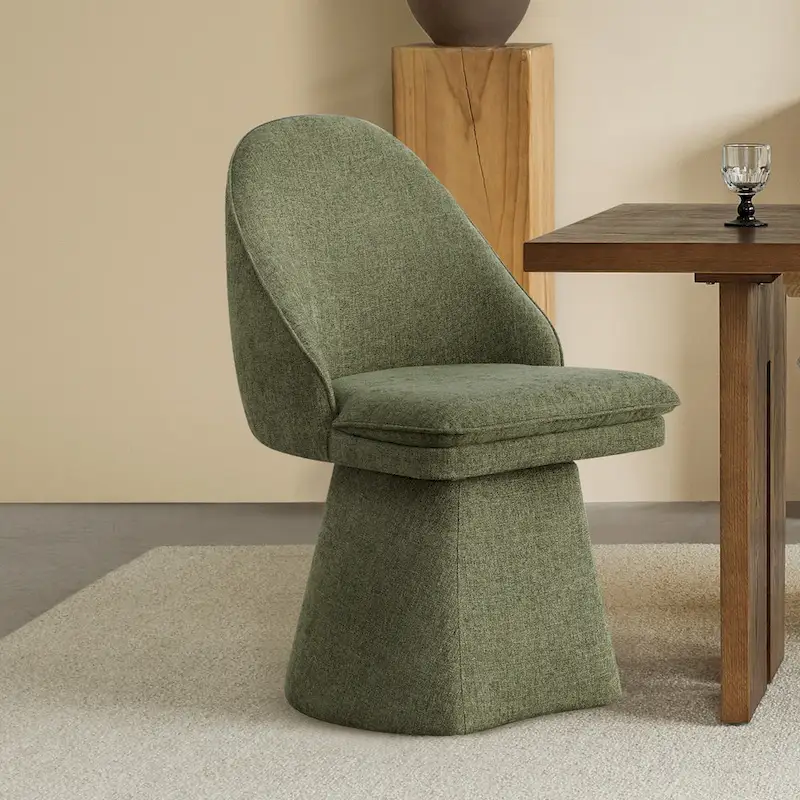 Darah Upholstered Swivel Armless Dining Chair Double-layered Cushions