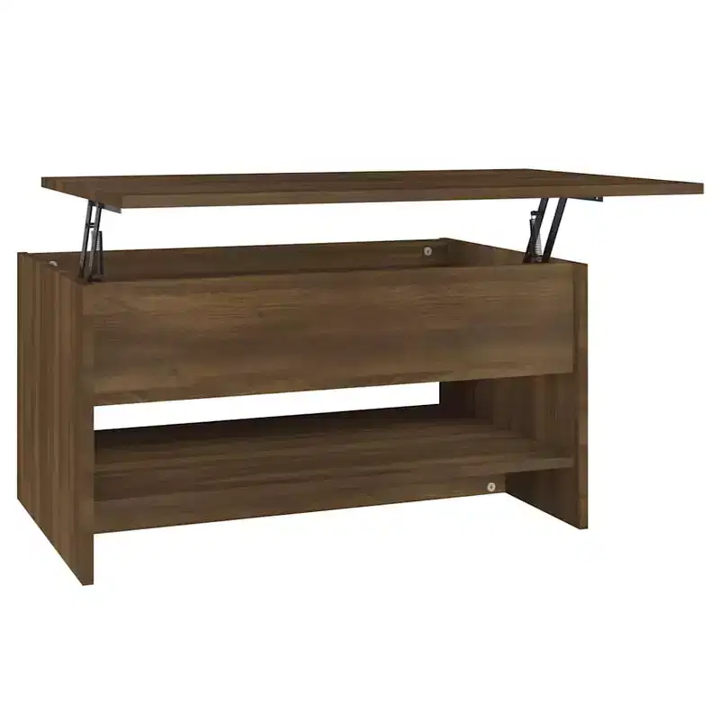 Coffee Table Brown Oak Engineered Wood Standard Height Adjustable