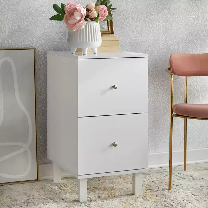 2-Drawer Vertical File Cabinet in White, MDF & Wood Composite, 30