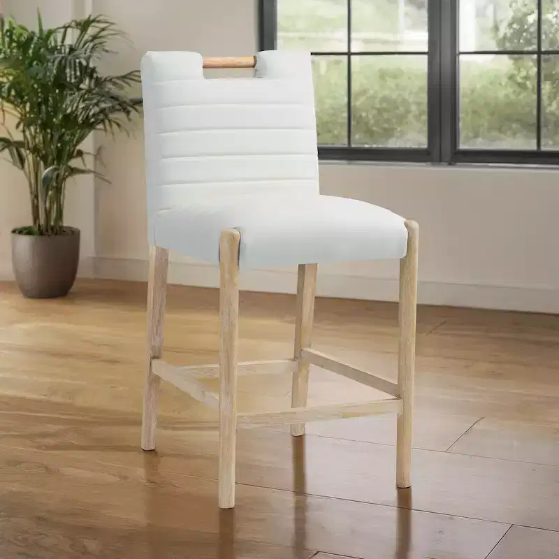 Cream Vegan Leather Counter Stool